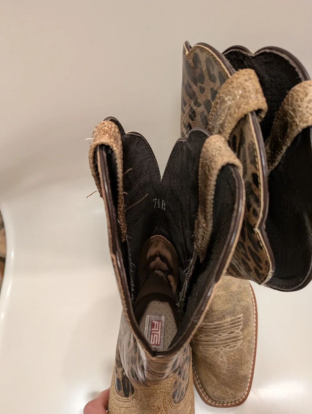 Ariat Legend Leopard Print Western Boots in Brown and Tan - Picture 6 of 11